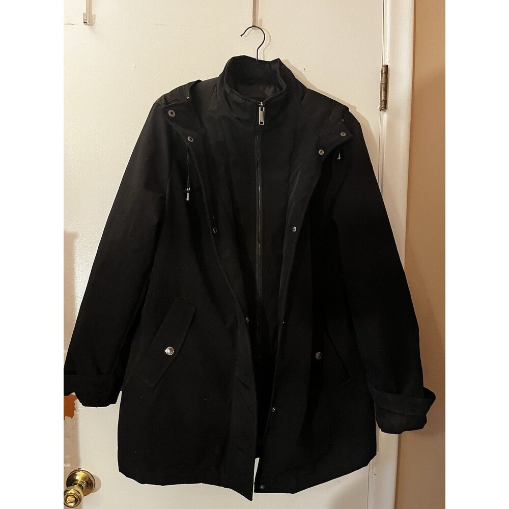 HFX Hooded Parka Jacket Womens XL Black Water Resistant Wind Resistant Travel